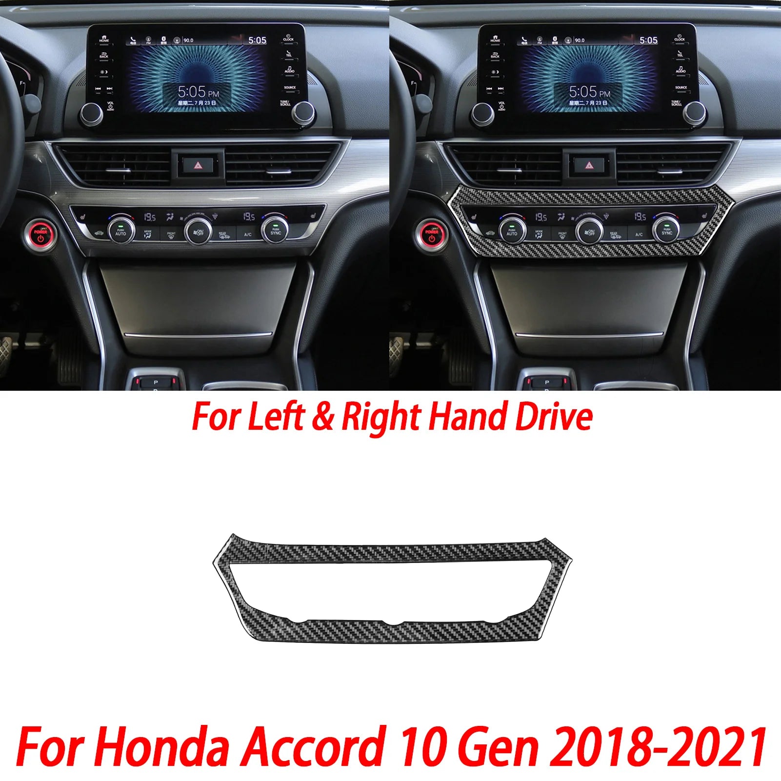 Interior Accessories Steering Wheel Central Armrest Panel Cup Holder For Honda Accord 10th Gen 2008—2021 Carbon Fiber Sticker