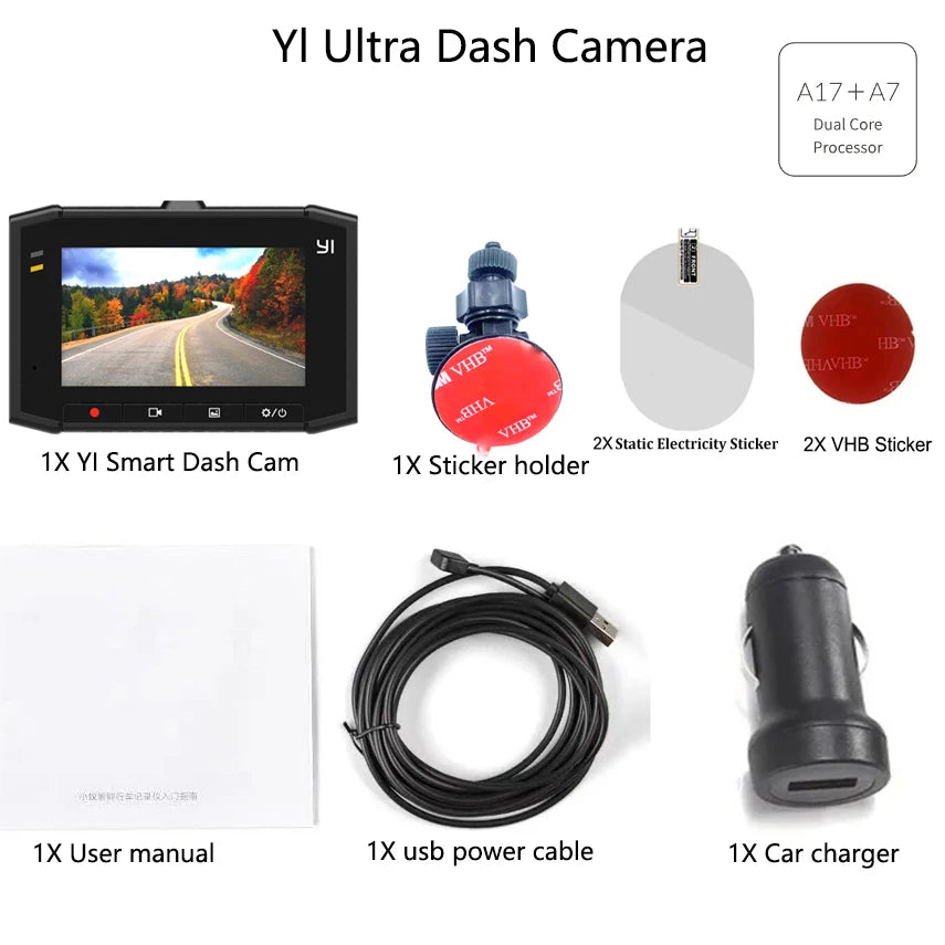 YI Smart Dash Cam For Car ADAS 2.7 Screen Full HD 1080P Dash Cam with Night Vision ADAS upgrade International Version