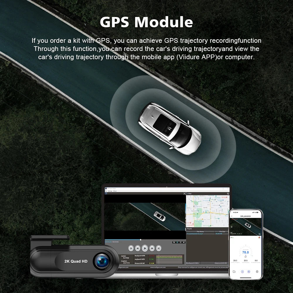 Hidden Dash Cam 2K Car Video Recorder HD Night Vision APP Control Support GPS Parking Monitoring Driving Recorder