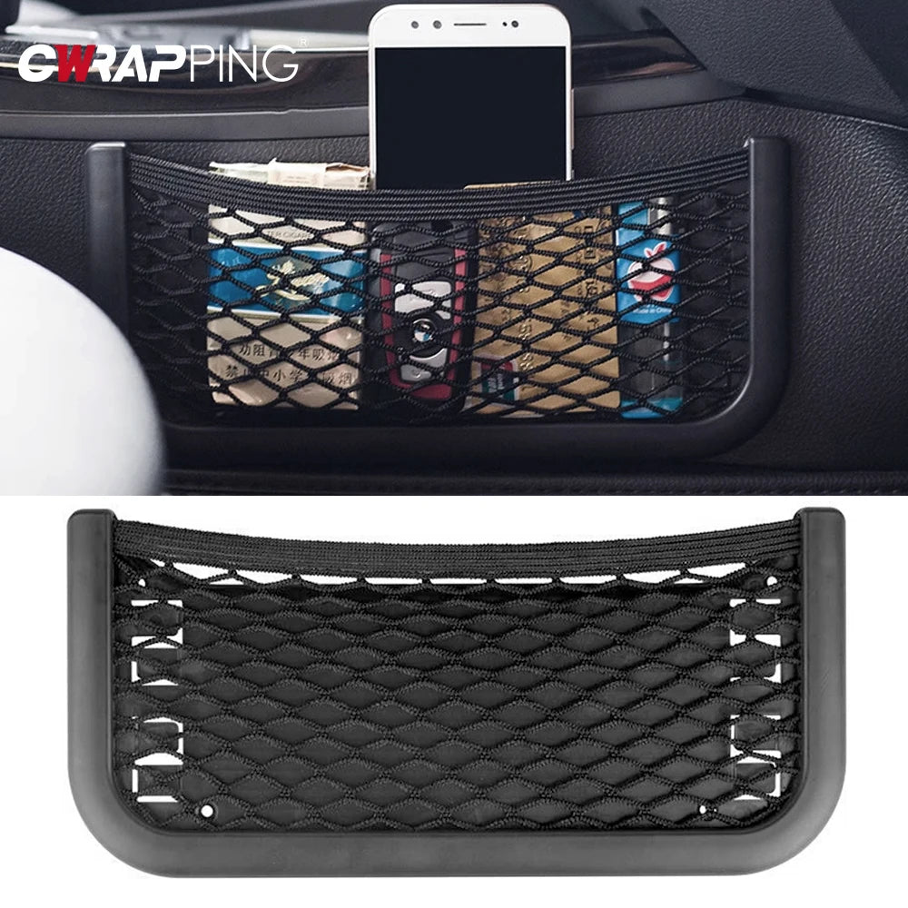 Car Organizer Mesh Storage Bag Net Pocket Mobile Phone Holder Multi Function Car Storage Net for RV Truck SUV Car Accessories