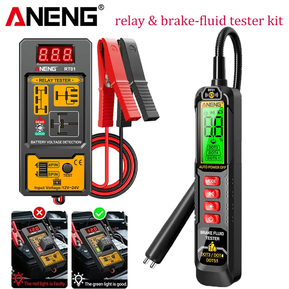 Auto Electrician Kit  Brake fluid Tester Car Relay Voltage Tester 12V/24V Relay Detector 4/5 PinBrake Oil  Analyzer  Test tools