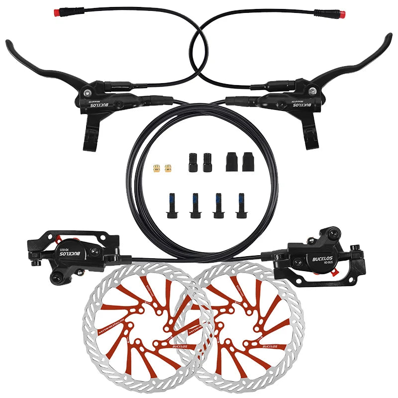 BUCKLOS Electric Bike Hydraulic Brakes Power Off Electric Scooter Brake Set 2 Piston E-Bike Disc Brake Set Folding Bike Brakes