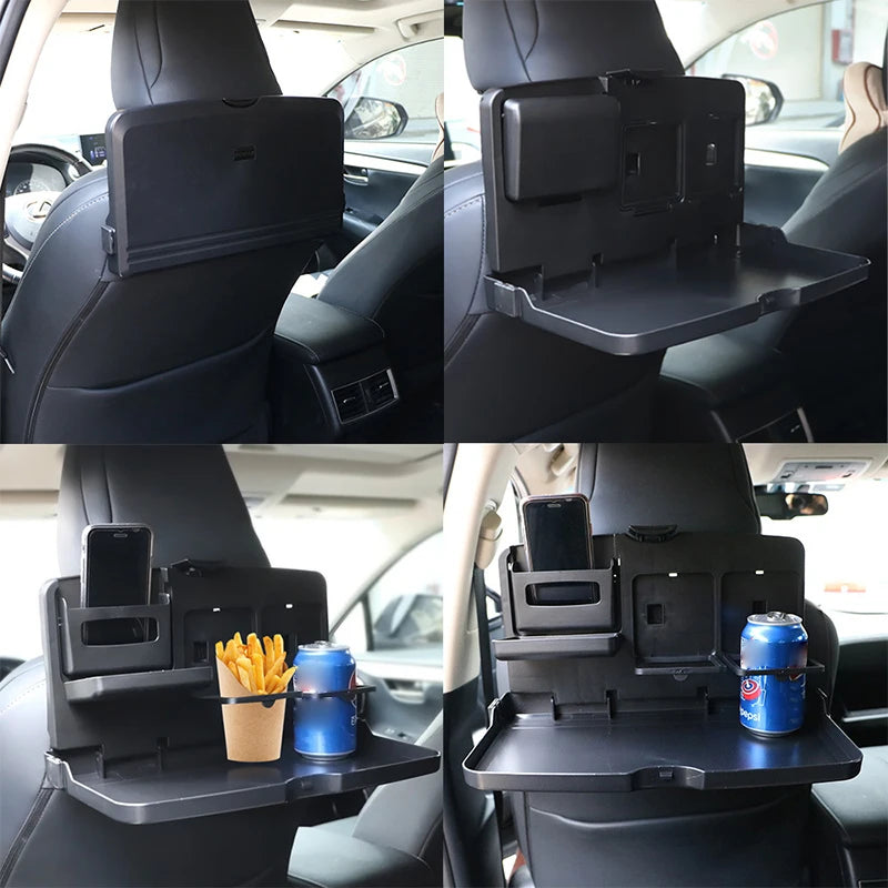 1PC Handy Car Interior Accessory; Foldable Dining Table with Cup and Food Storage