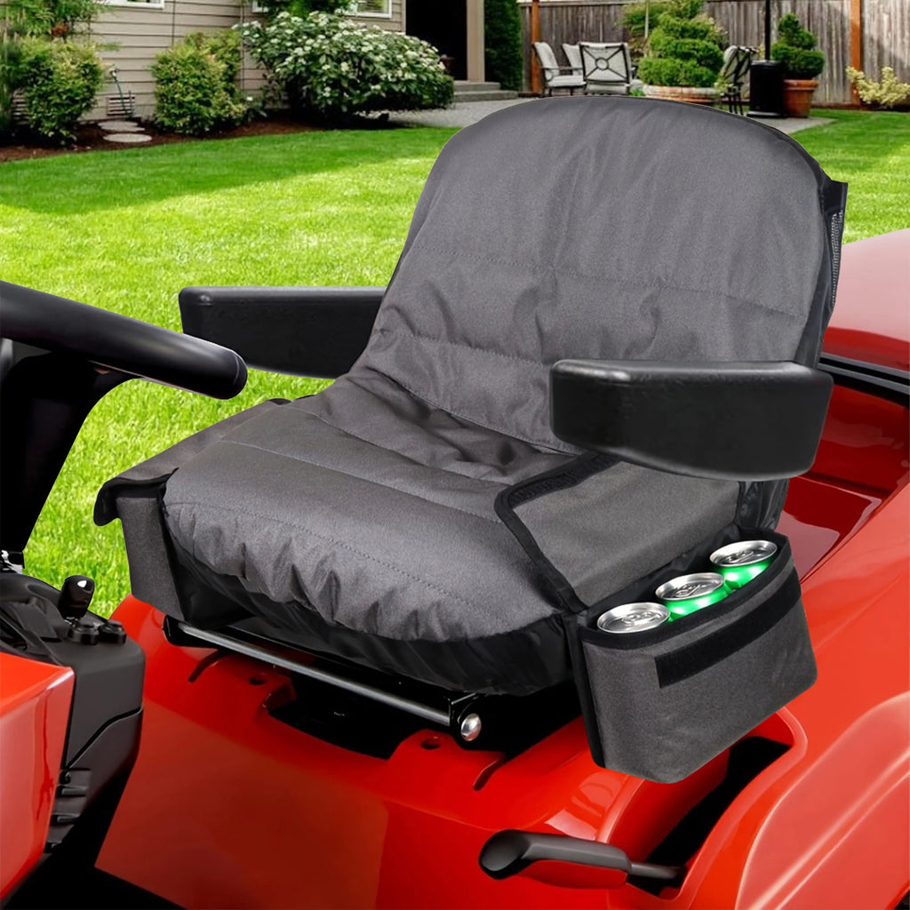 Riding mower seat cover with two storage bags, 600D Oxford Tractor Seat protection tractor seat cover fits most mowers
