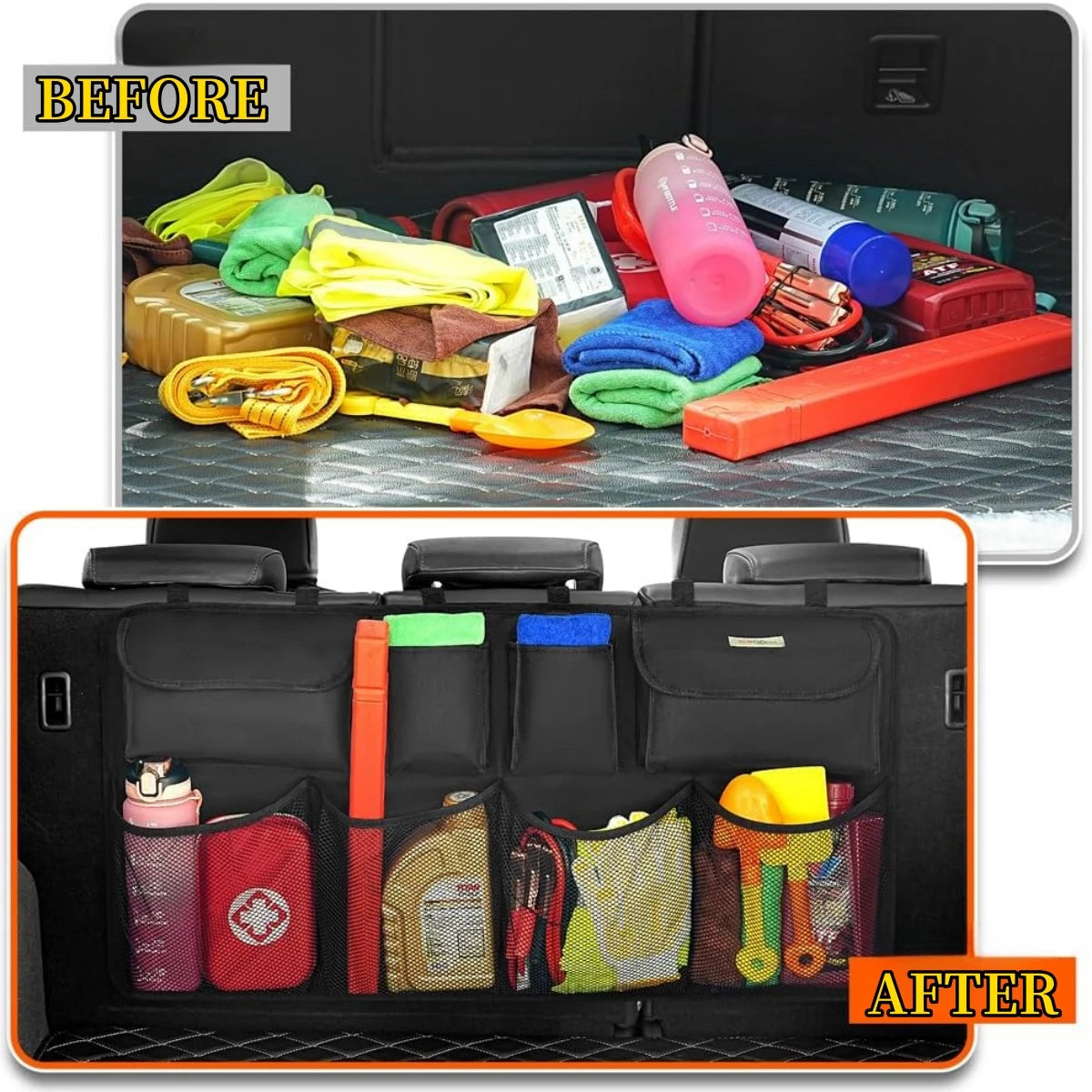 Car Organizer Backseat Hanging Organizer Kit With Large Storage Bag Super Capacity Trunk Organizer For SUV Truck Van Save space