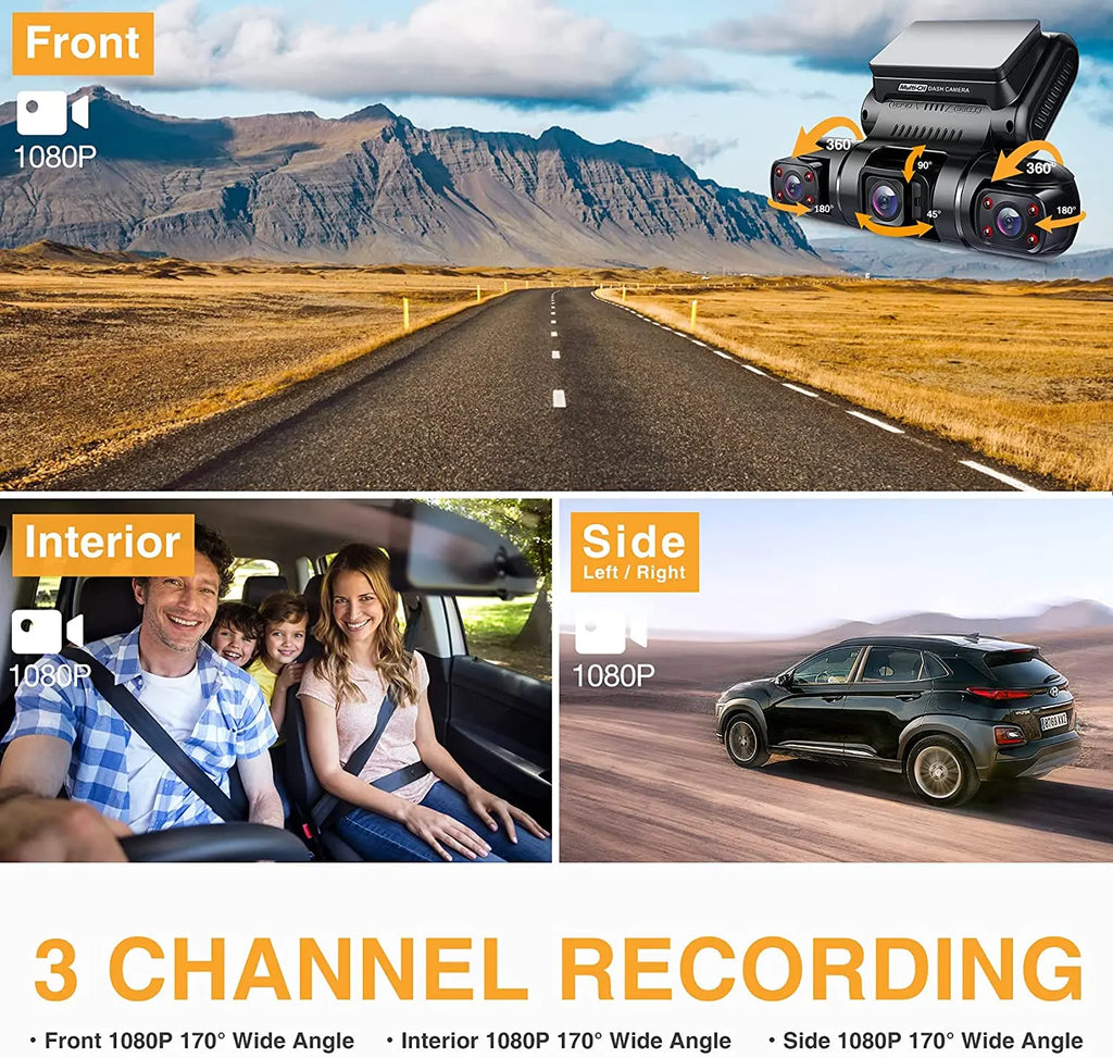 4 Channels Dash Cam 360°Panorama Front/Back/Left/Right 4*1080P Camers WiFi WDR 8 Infrared Light Night Vision 24H Parking Monitor