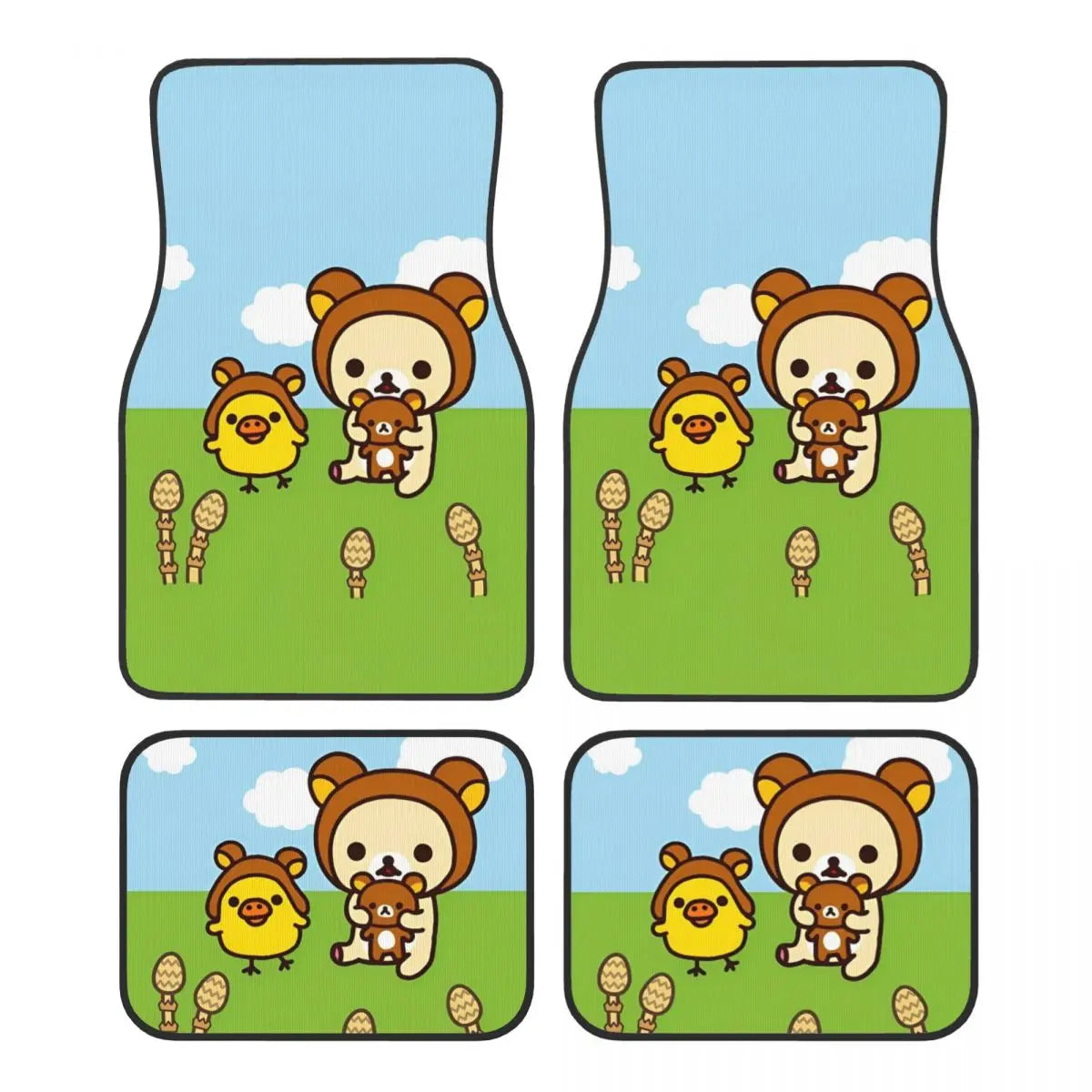 Rilakkuma Car Floor Mats Carpet Set of 4 Anti-Slip Universal Automotive Floor Mat Fit for Mid Trucks