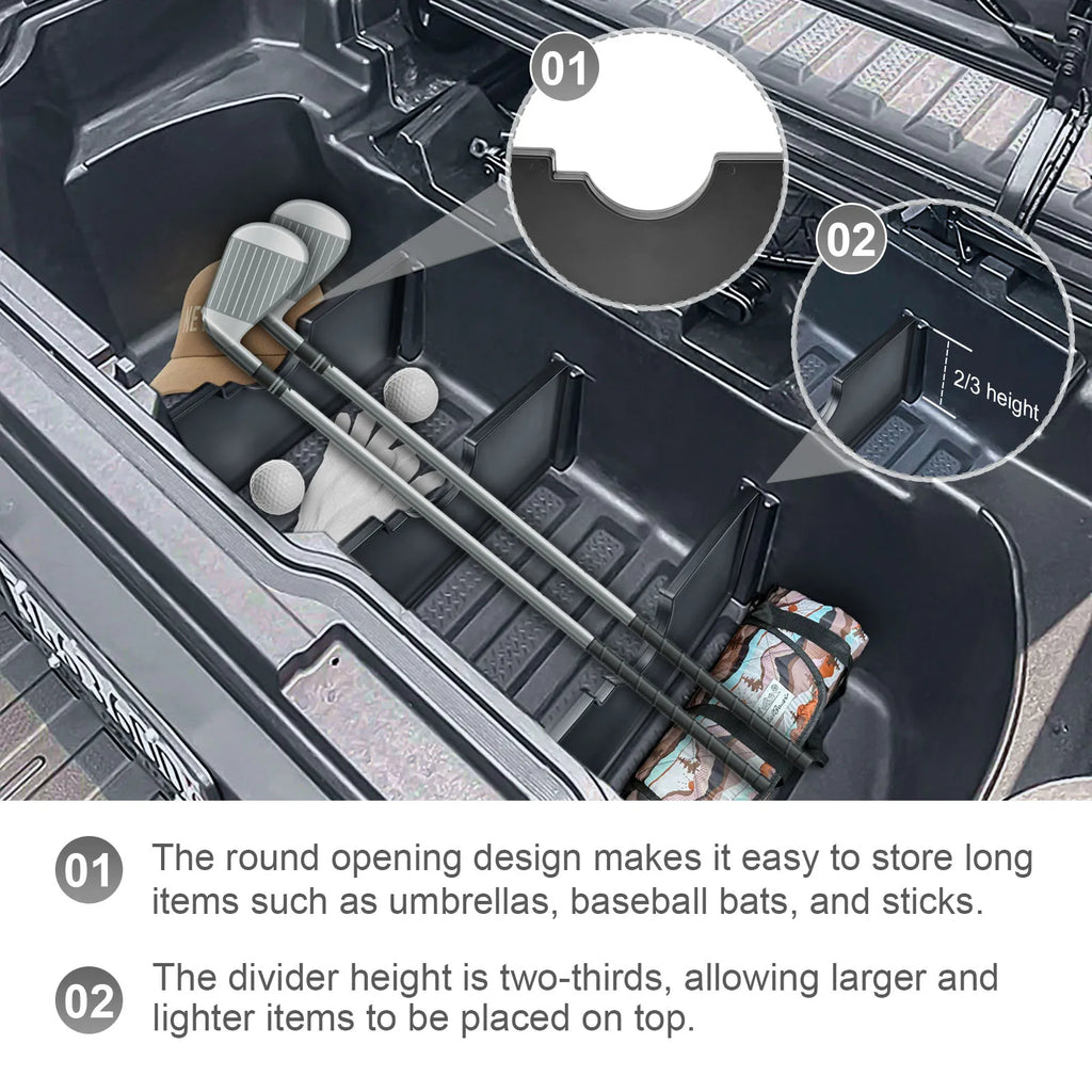 Divisores de almacenamiento para portón trasero, divisores de maletero para camioneta Honda Ridgeline 2017-2025, bandeja de divisores de caja de almacenamiento trasera, accesorios