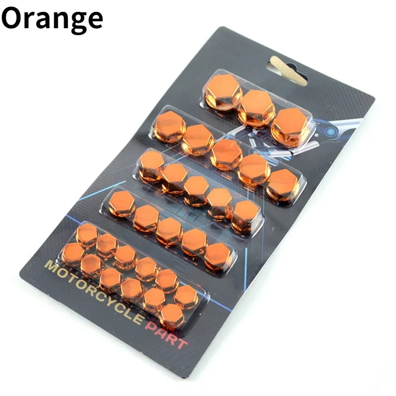Juego de 30 accesorios para motocicleta, cabeza de tornillo, tuerca, tapa galvanizada, compatible con decoración.