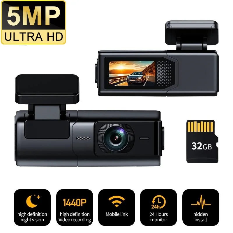 5MP WIFI Dash Cam Car DVR Auto Car Camera Night Vision Hidden Installation Car Video Recorder Surveillance Camera Remote Live Vi