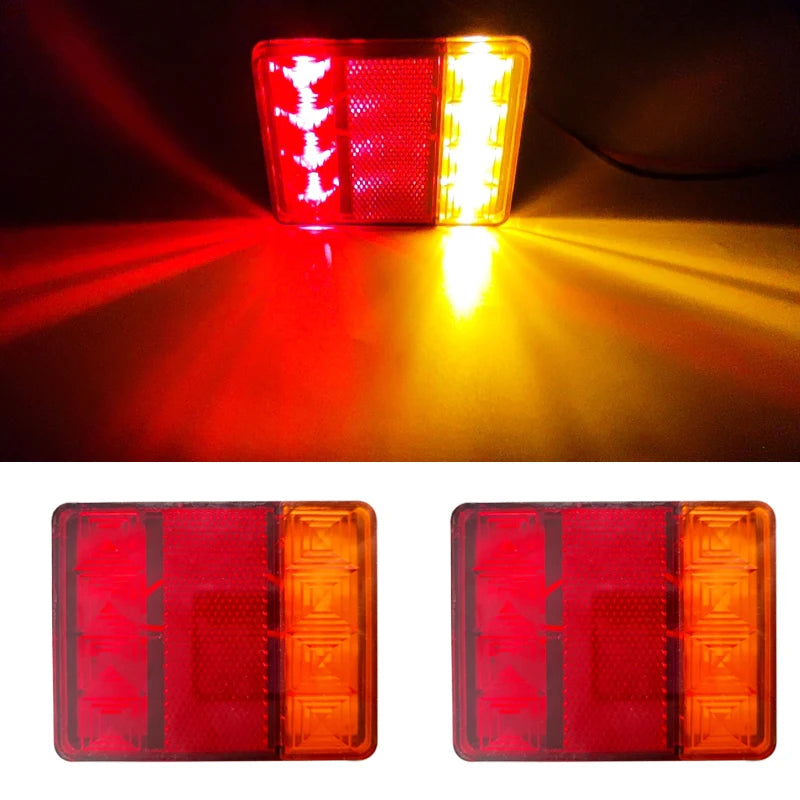 2Pcs 8 LED Tail Lights Rear Lamp Pair Boat Trailer 12V Rear Parts Waterproof IP67 For Truck Vans ATV Lorry Caravans Car Lighting