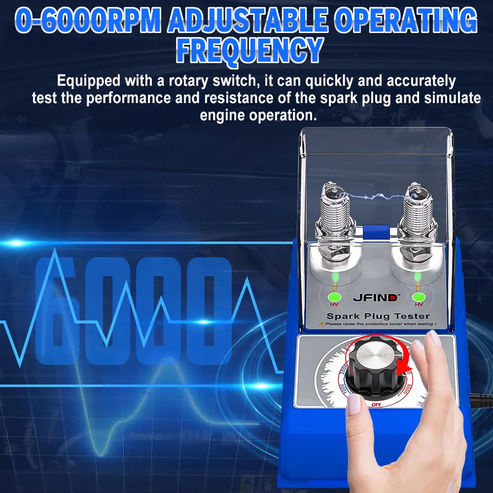 JFIND JF109 Pro Car Spark Plug Tester 100V 240V With Protective Cover Double Hole 12V Ignition System Analyzer Automoivo Scanner