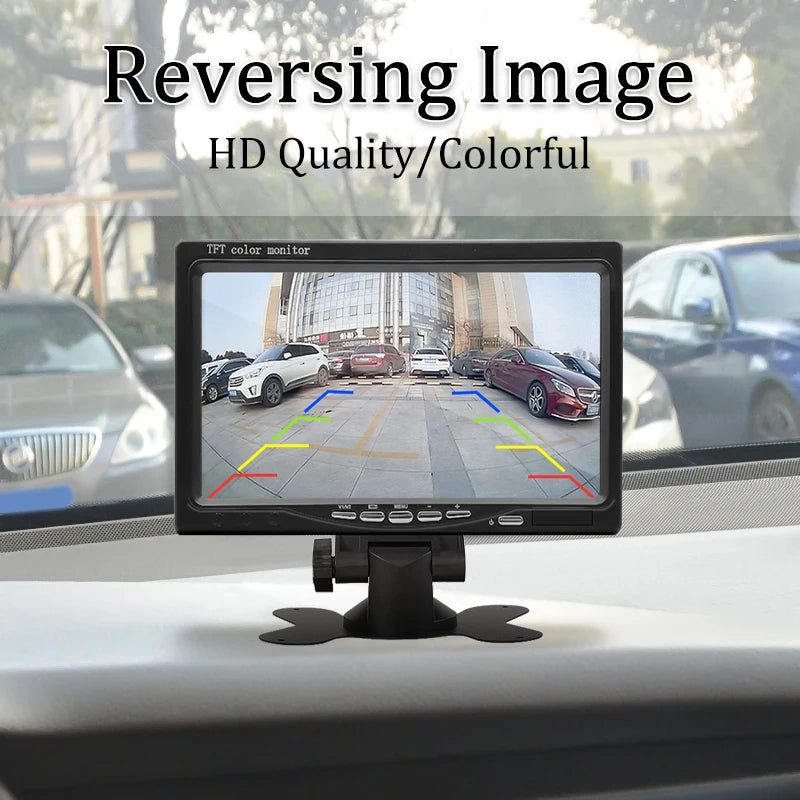 SINOVCLE 7 Inch Car Monitor Screen Rear View Camera HD Digital 2 Way Video Input Rearview Image 9V-36V TFT LCD Parking System