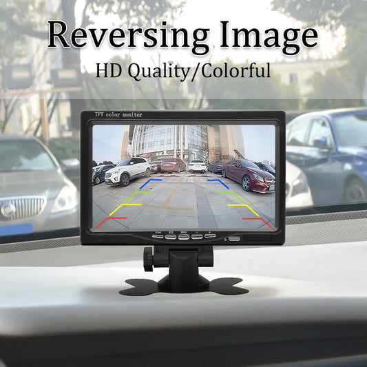 SINOVCLE 7 Inch Car Monitor Screen Rear View Camera HD Digital 2 Way Video Input Rearview Image 9V-36V TFT LCD Parking System