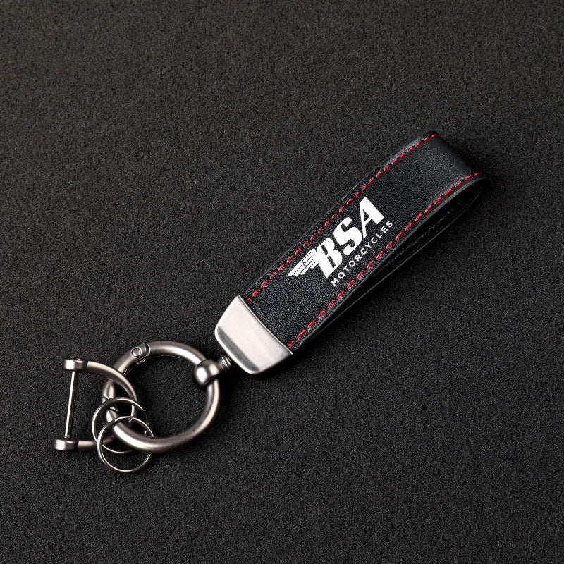 Llavero con anilla de herradura de cuero vintage impreso en HD para accesorios de motocicleta BSA
