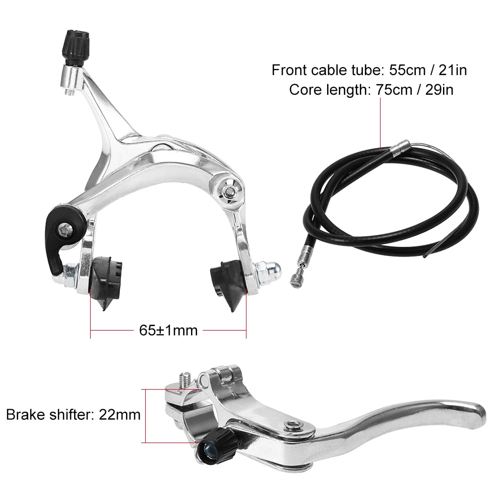 Front / Rear Fixie Bike Brake Kit Road Bike Cruiser Brake Set Bike Caliper Brake Kit Side Pull Brake Set