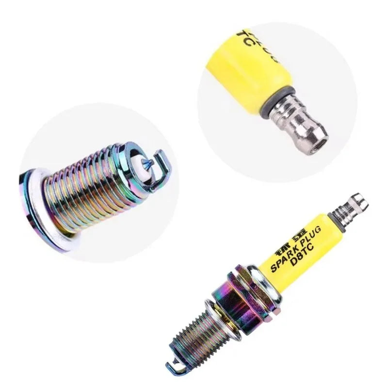 This motorcycle spark plug is suitable for D8TC vertical engine CG 125cc, 150cc, 200cc and 250cc off-road motorcycles