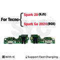 For Tecno Spark go 2024 Spark 20 KJ5 USB Dock Charger Port Plug Headphone Audio Jack Microphone MIC Flex Cable Charging Board