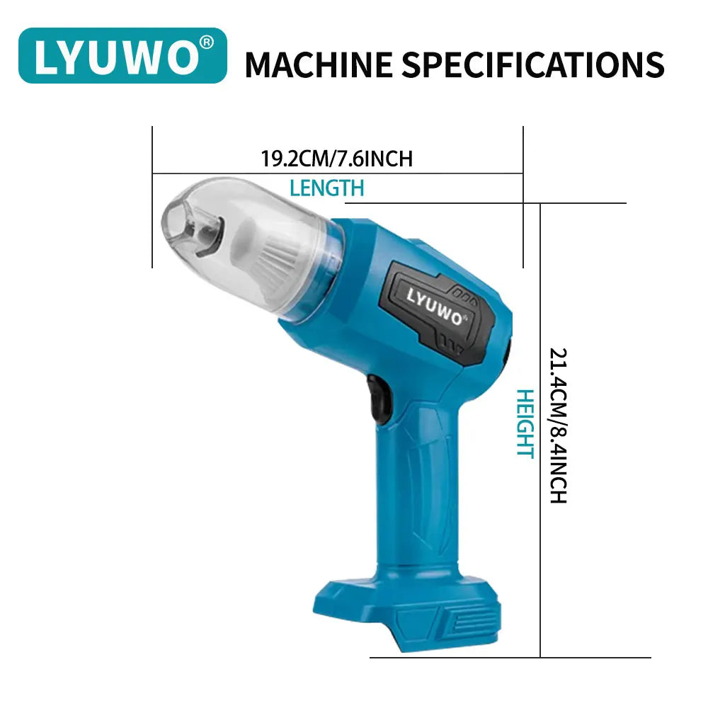 LYUWO Dual Head Car Vacuum Cleaner with Wireless Charging, High Suction Power For Home Use, Powerful Dust Removal, Handheld Tool