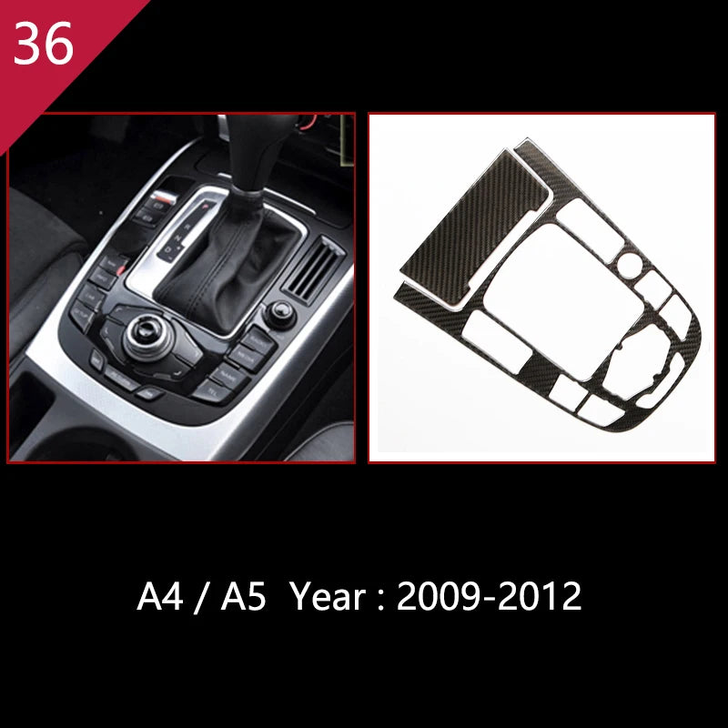 For Audi A4 S4 RS4 B8 8K A5 S5 RS5 8T 8F Carbon Fiber Interior Auto Gear Shift Panel Cover Frame Trim Sticker Car Accessories