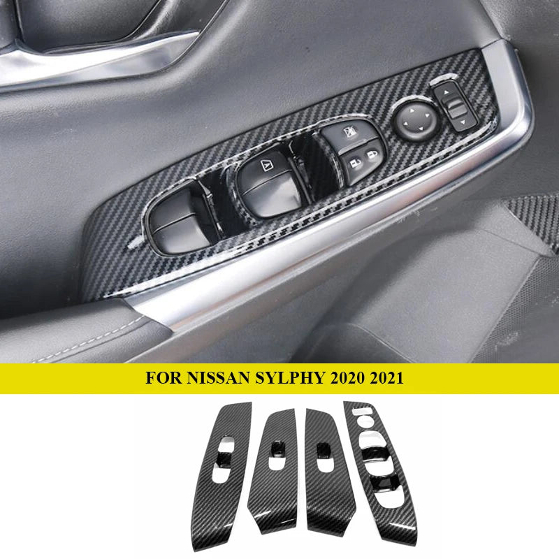 Car Interior Accessories For Nissan Bluebird Sylphy 2020 2021 2022 ABS Carbon Fiber Front Center Air Outlet Vent Cover Trim