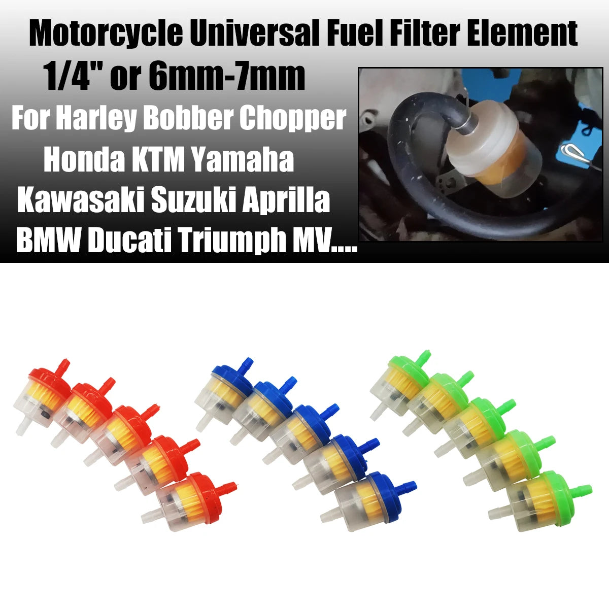 Motorcycle 5 Pcs Engine Carb Oil Gasoline Liquid Fuel Filter Oil Filter Gas Petrol Filters For KTM Honda Suzuki Kawasaki Etc