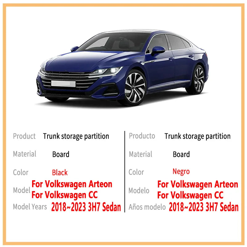 Auto Accessories For Volkswagen Arteon 2018~2023 3H7 Sedan Car Organizer Trunk Side Partition Trunk Interior Storage Box Parts
