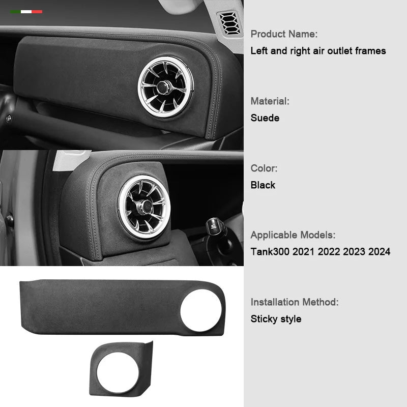 For Great Wall TANK 300 2021-2024 Interior Suede Accessories, Car Center Console AC Gear Shift Panel Air Outlet Trim Frame Cover