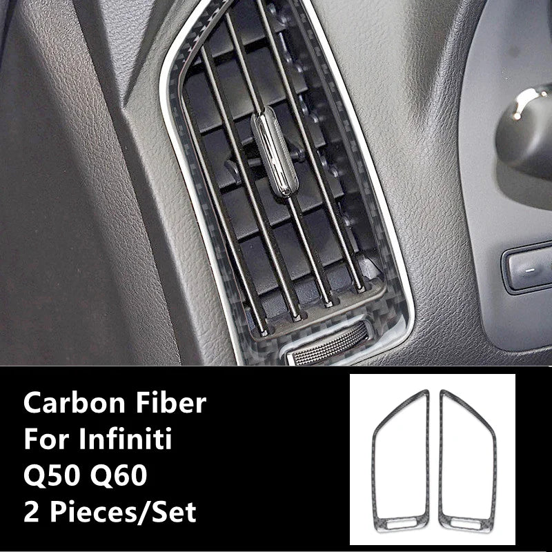 Carbon Fiber Car Interior Modification Cover Trim Strips Decorative Stickers For Infiniti Q50 Q60 Car Styling Inner Accessories