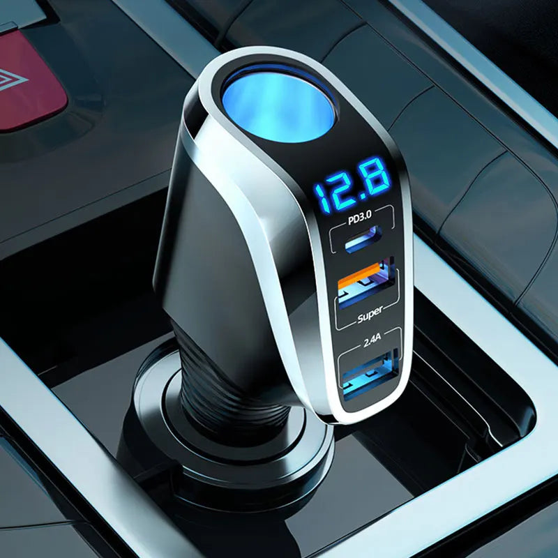 Car USB Socket Power 66W Automobile Charge Quick Car Charger QC3.0/PD Port Phone Charger Socket DC 12V/24V