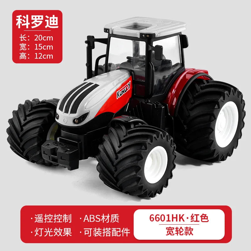 Camión tractor con remolque RC 1/24, vehículo agrícola eléctrico de ingeniería de 2,4 G, cosechadora, equipo agrícola, juguetes para niños, regalos.