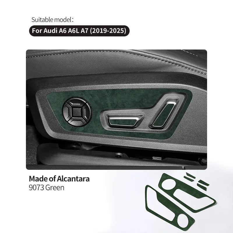 For Audi C8 A6 A7 S6 S7 (2019-2025) Made of Alcantara Seat Adjustment Buttons Panel Trim Sticker Car Interior Tuning Accessory