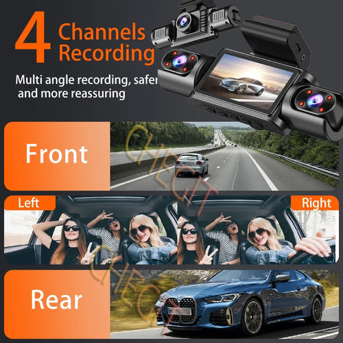 2026 New 360° Car Dash Cam 4 Channel HD 1080P Car DVR WiFi Dash Cam Loop Recording Night Vision 24H Parking Monitor Black Box