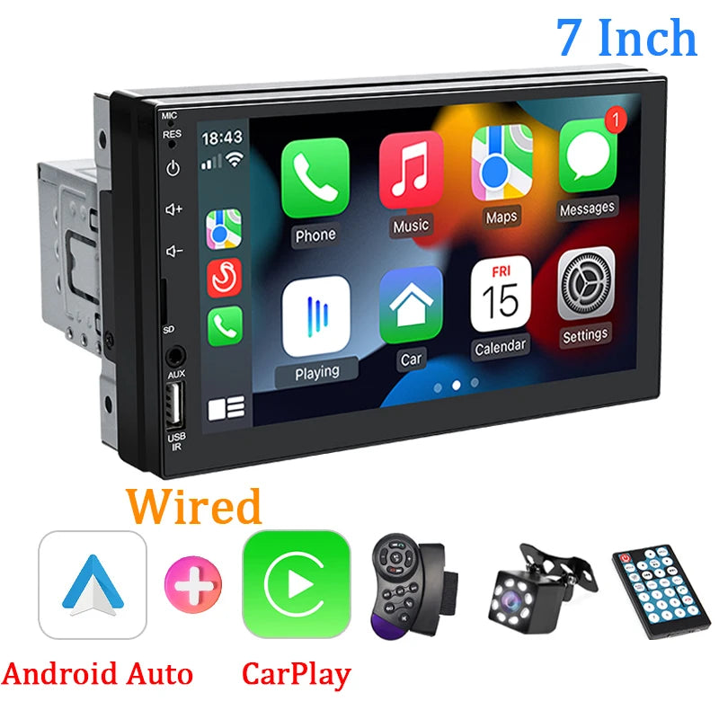 Car Radio 1 Din MP5 Android Auto  CarPlay 7 Inch Universal Autoradio USB TF Camera Bluetooth HD Camera Smart Car Systems