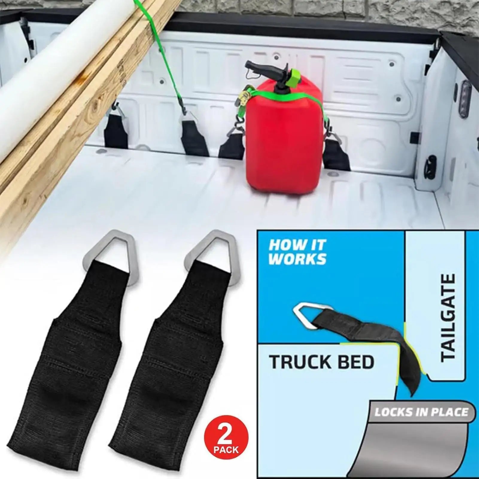 2Pcs/set Truck Beds Ratchet Straps Heavy Duty Truck Bed Anchors Cargo Mounting Accessory For Truck Beds And Tailgate Anchors
