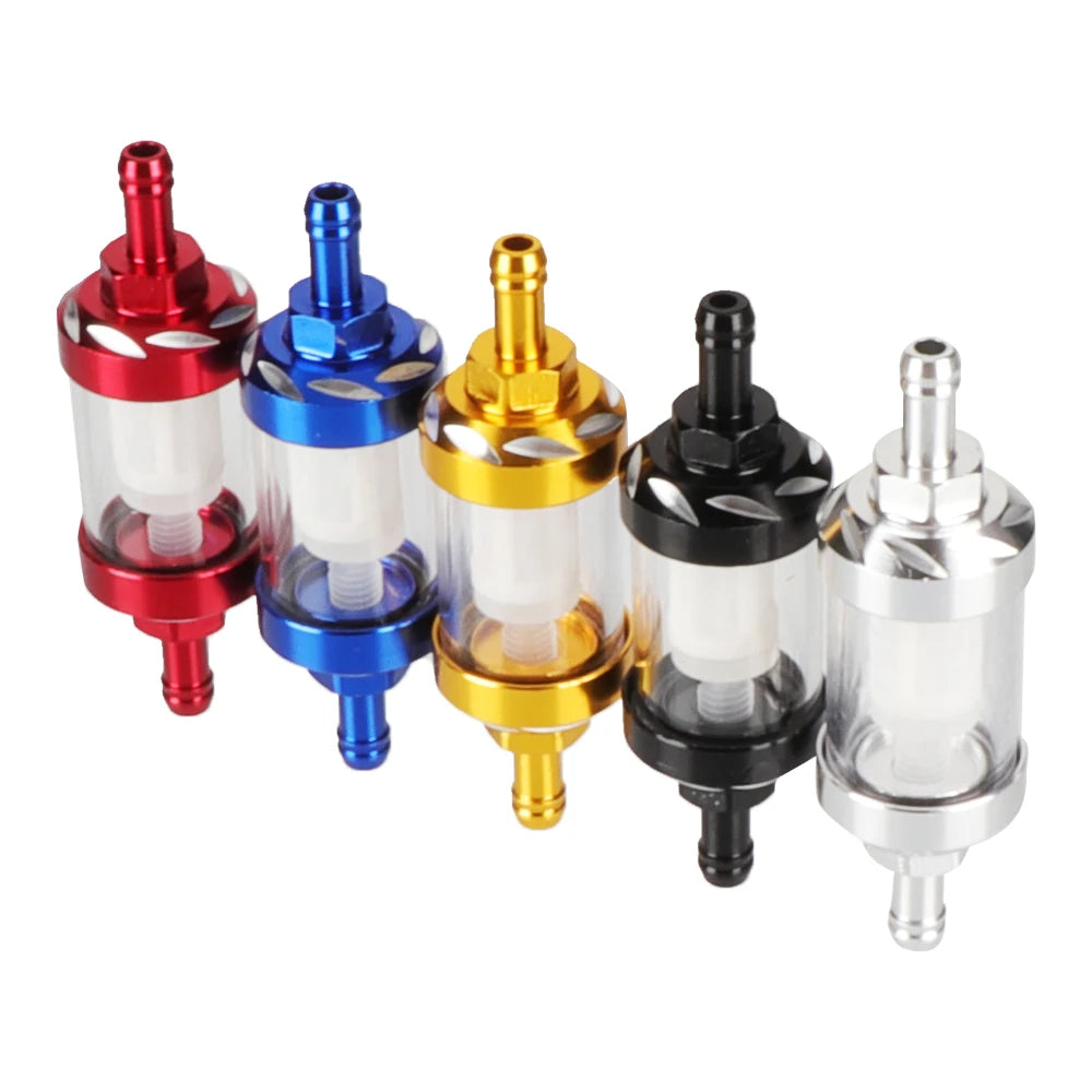 Universal 8mm CNC Aluminum Alloy Glass Gas Fuel Gasoline Oil Filter For Motocross Dirt Pit Bike ATV Buggy Quad Motorcycle Parts