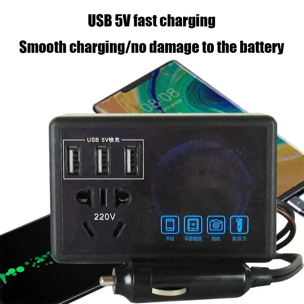 Car Power Inverter 12V/24V DC To 220V AC Car Converter Charger Adapter Outlet USB Converter Port Ideal for Cars, Trucks & RVs