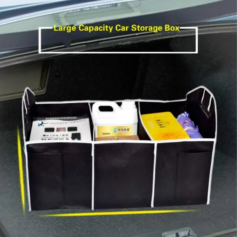Car Multi-Pocket Trunk Organizer Large Capacity Folding Storage Bag Trunk Stowing Tidying Trunk Organizer Car Stuff Accessory