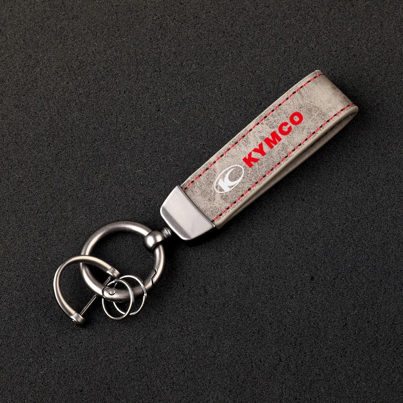 HD printed vintage leather horseshoe ring keychain for KYMCO Motorcycle Accessories