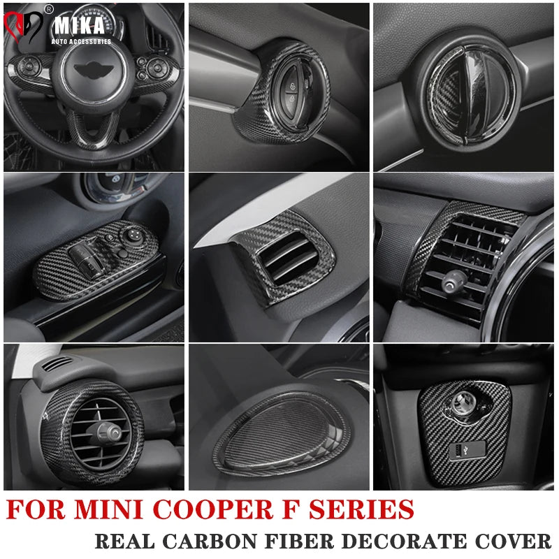 Car Interior Accessories For Mini Cooper F54 F55 F56 F57 F60 Real Carbon Fiber Decorative Cover Sticker Protective Auto Part