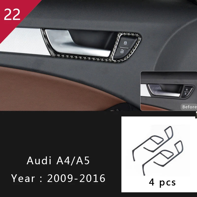 For Audi A4 S4 RS4 B8 8K A5 S5 RS5 8T 8F Carbon Fiber Interior Auto Gear Shift Panel Cover Frame Trim Sticker Car Accessories