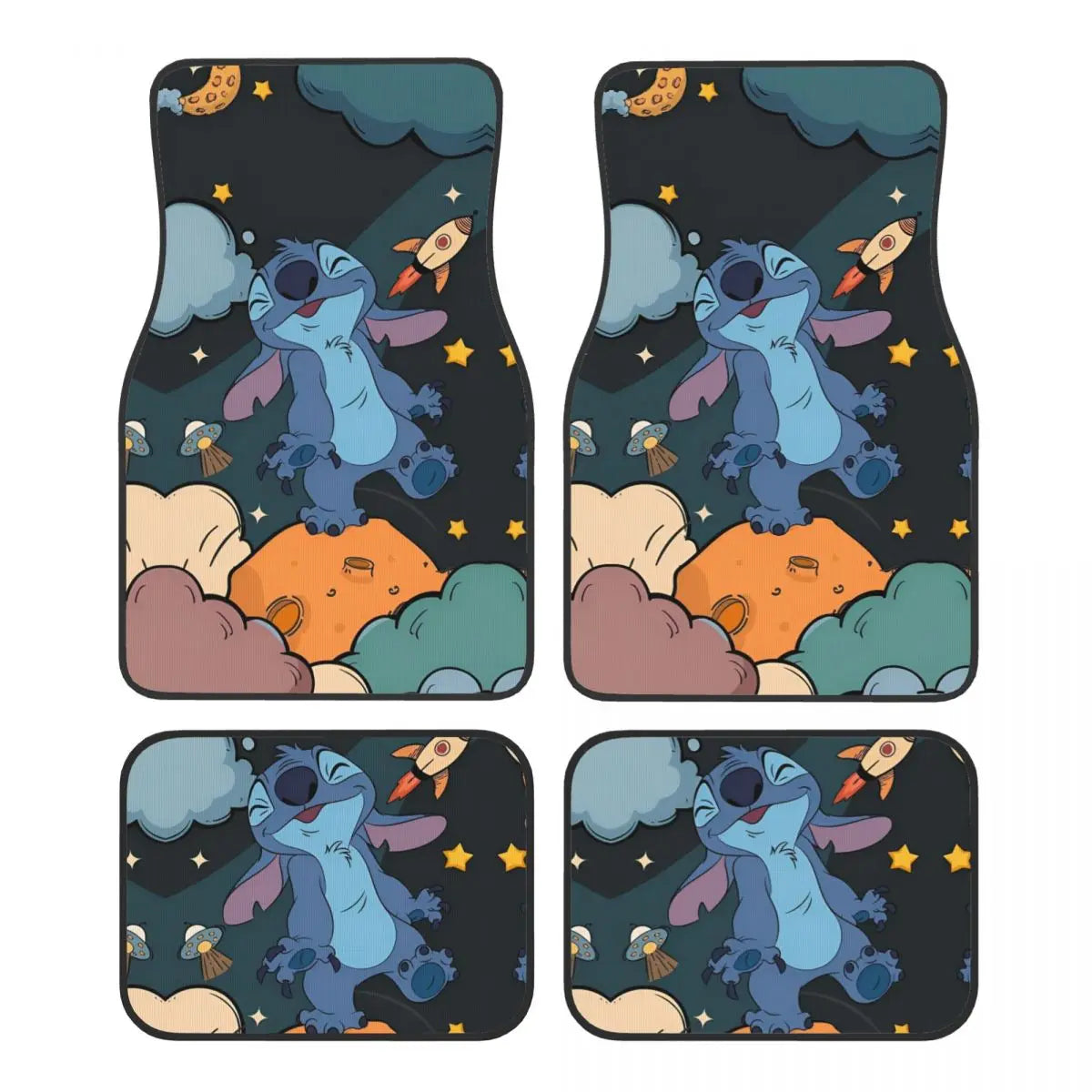 Stitch Car Floor Mats Carpet Set of 4 Anti-Slip Universal Automotive Floor Mat Fit for Sedans Cars