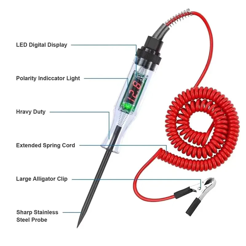 2026 Car Truck Voltage Circuit Tester Auto 6V 24V Tools Car Diagnostic Probe Test Pen Light Bulb Electric Measuring Pen Tools