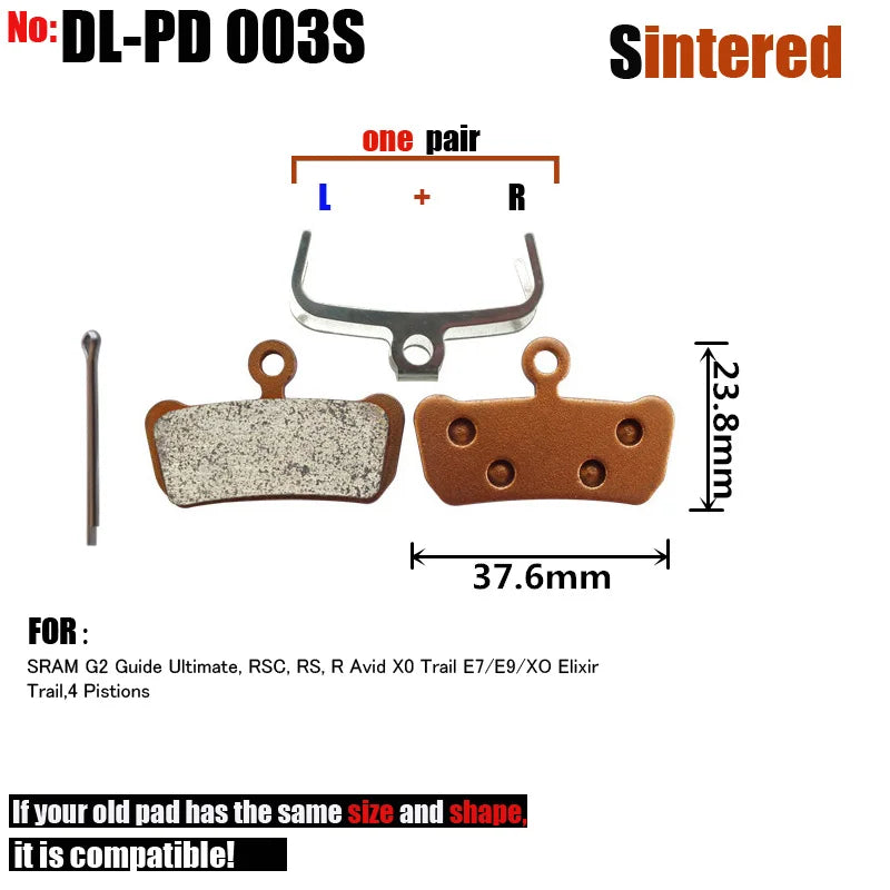Bicycle Disc Brake Pads,For SRAM AVID,G2,Guide,Ultimate,RSC,RS,R,X0,E7,E9,XO,Elixir,Trail,4 Pistions,Sintered,