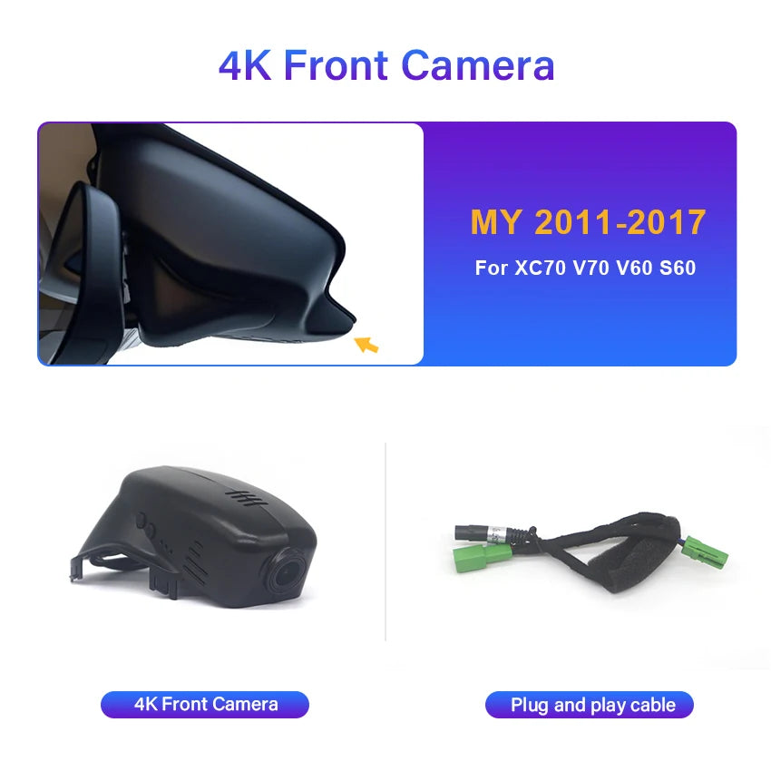Dash Cam 4K For Volvo XC70 V70 V60 S60 2011-2017 Car DVR Dashcam Camera Video Recorder,Car Accessories