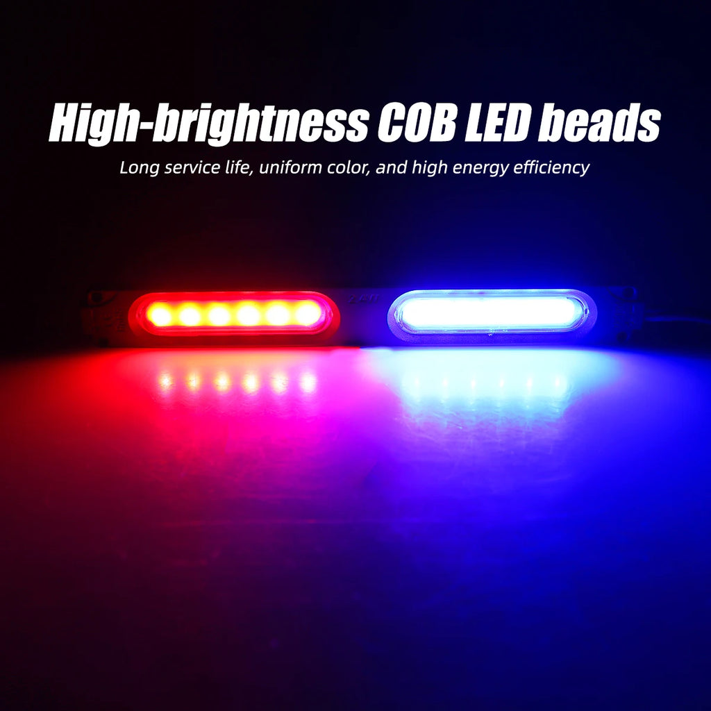 Easy install dual light LED module flashing red blue for motorcycles For cars electric vehicles pickup trucks lamp