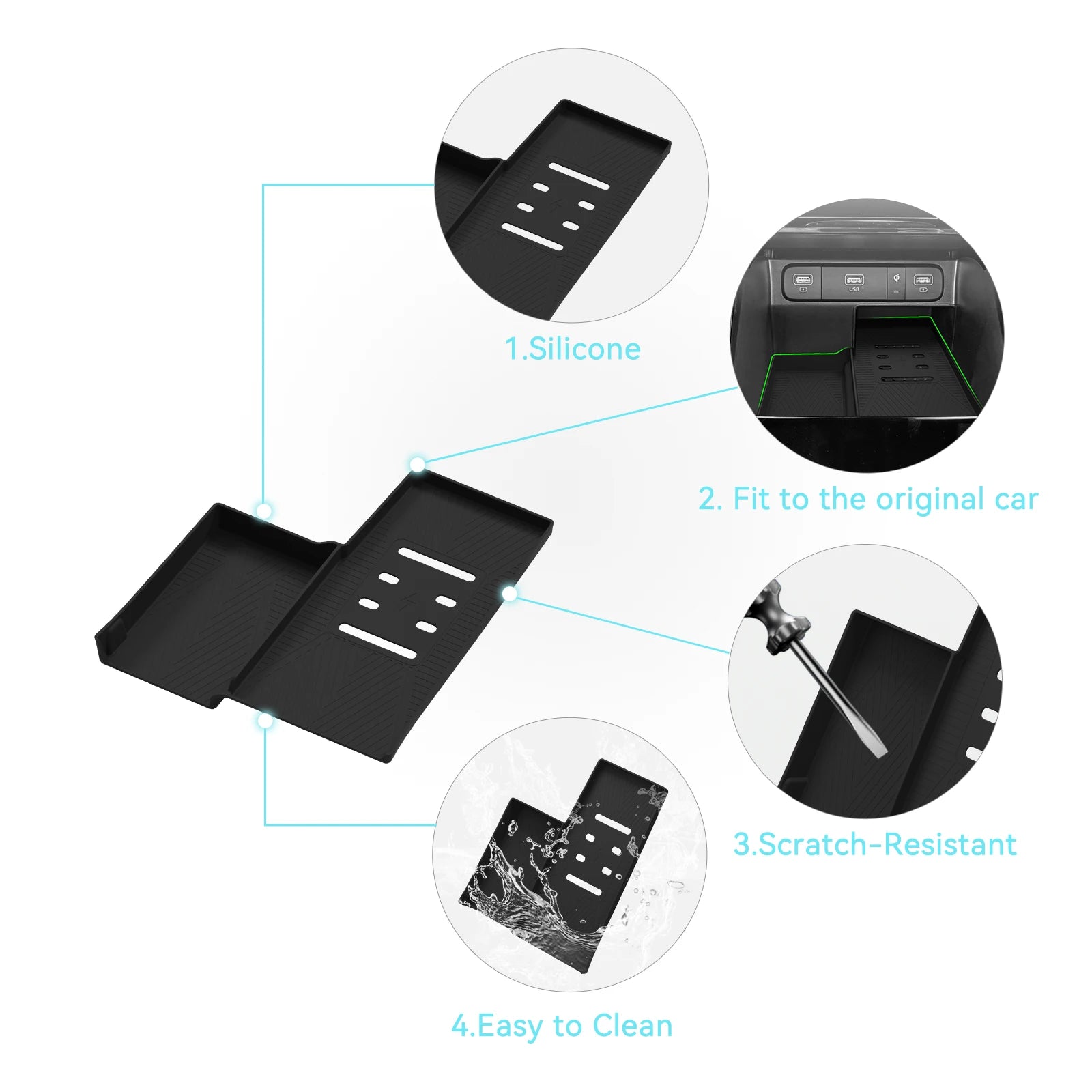 for Kia Sorento 2021- 2025 Phone Wireless Charging Mat Protective Pad Storage Box Organizer Car Interior Accessory（North Us）