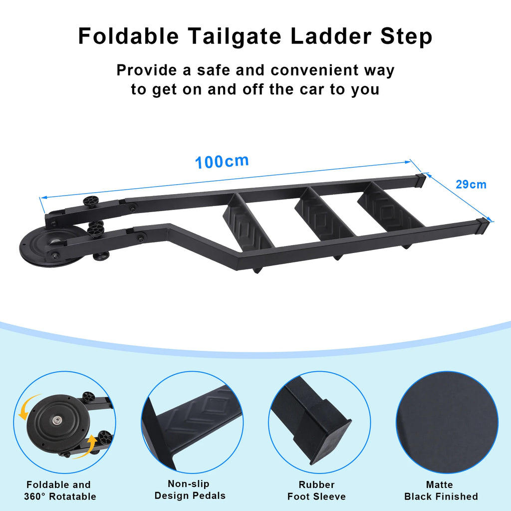 Universal Tailgate Ladder For Pickup Truck Car Rear Door Ladder Tailgate Folding Ladder Auxiliary Ladder 100cm