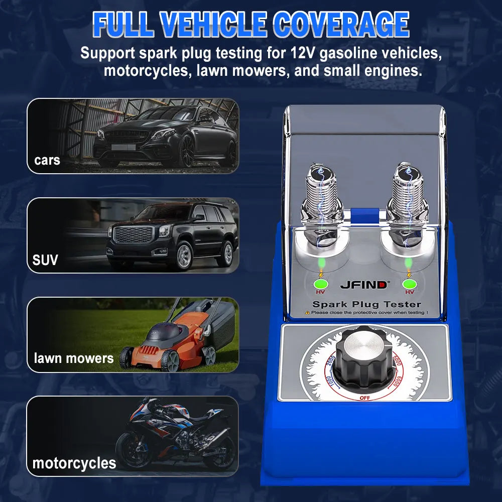 JFIND JF109 Pro Car Spark Plug Tester 100V 240V With Protective Cover Double Hole 12V Ignition System Analyzer Automoivo Scanner