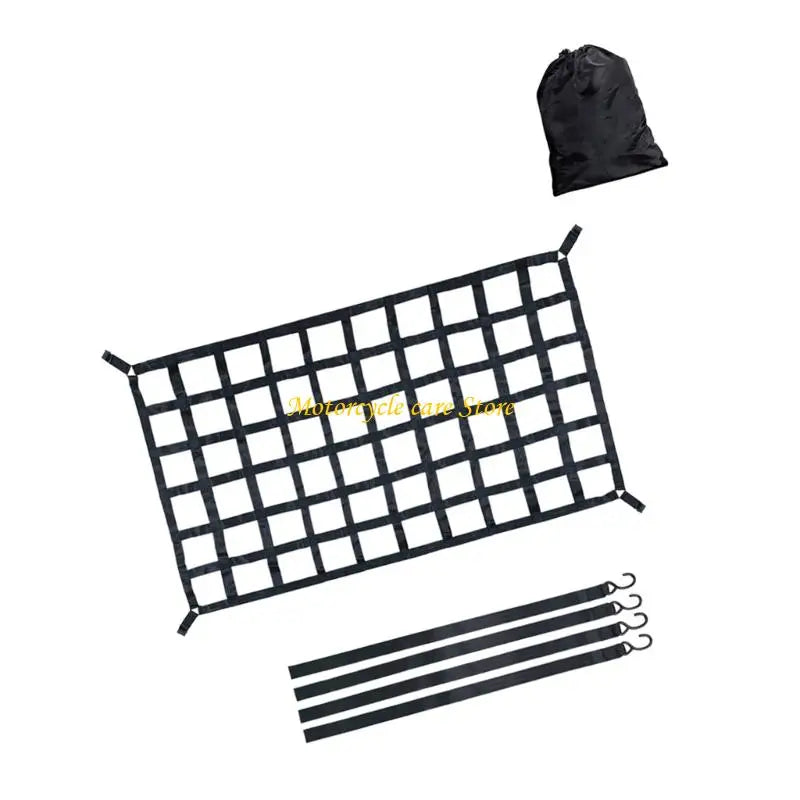 U75F Adjustable Truck Bed Storage Net Reinforced Edges S Hooks For SUVs Pickup Cargo Safety